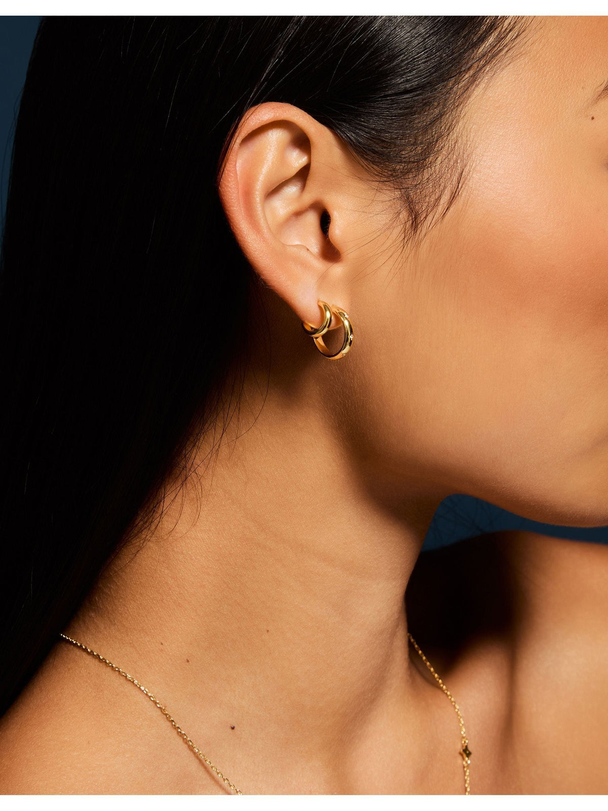 Accessorize gold-plated star hoop earrings 2-pack - British product