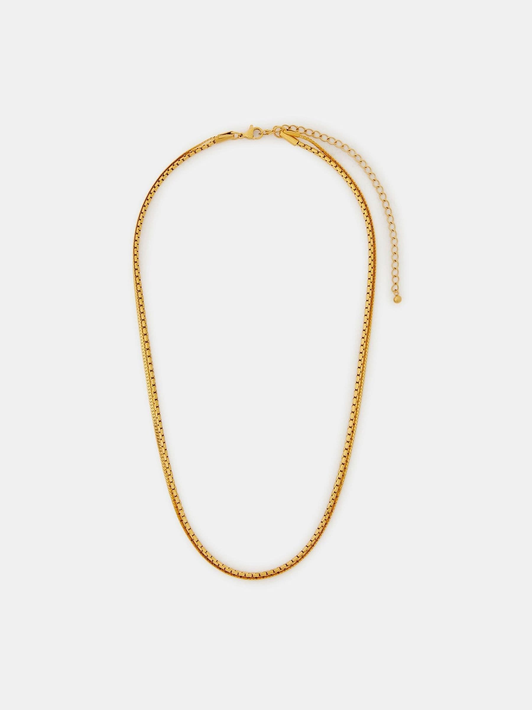 Accessorize Gold Tone Stainless Steel Layered Chain Necklace