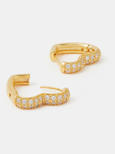 Gold-Plated Diamanté Heart Hoop Earrings
