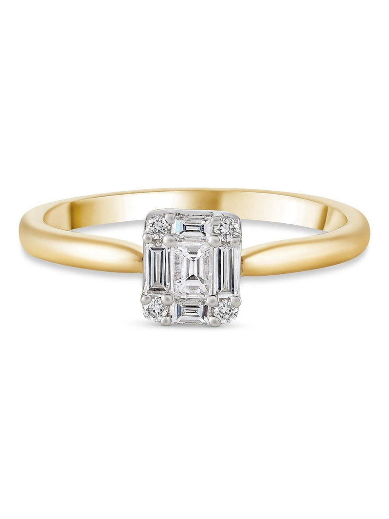 18ct Yellow Gold Diamond Cluster Engagement Ring with 0.27ct Diamonds