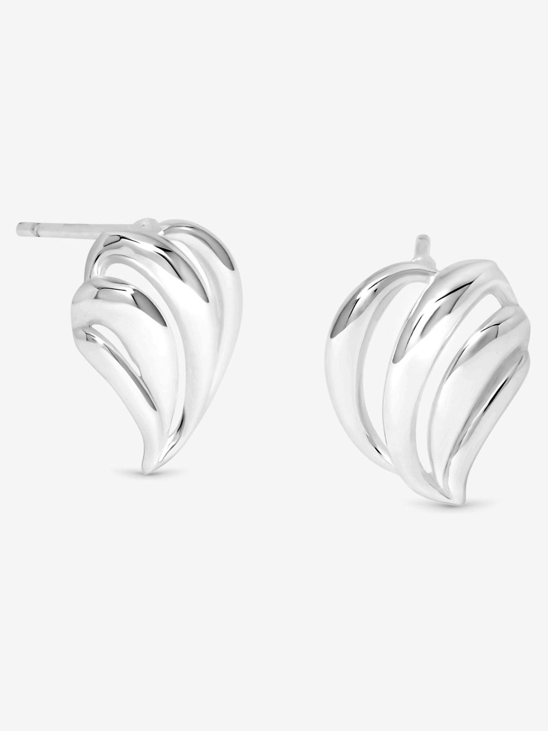 Simply Silver 925 Sterling Silver Open Ridged Wave Stud Earrings