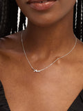 Polished Sterling Silver Love Knot Necklace with Cubic Zirconia