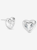 Simply Silver 925 Sterling Silver Cubic Zirconia Centre Heart Stud Earrings