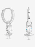Simply Silver 925 Sterling Silver Cubic Zirconia Celestial Huggie Hoop Earrings