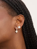 Sterling Silver Clover Charm Hoop Earrings - 20mm Length, 8mm Width