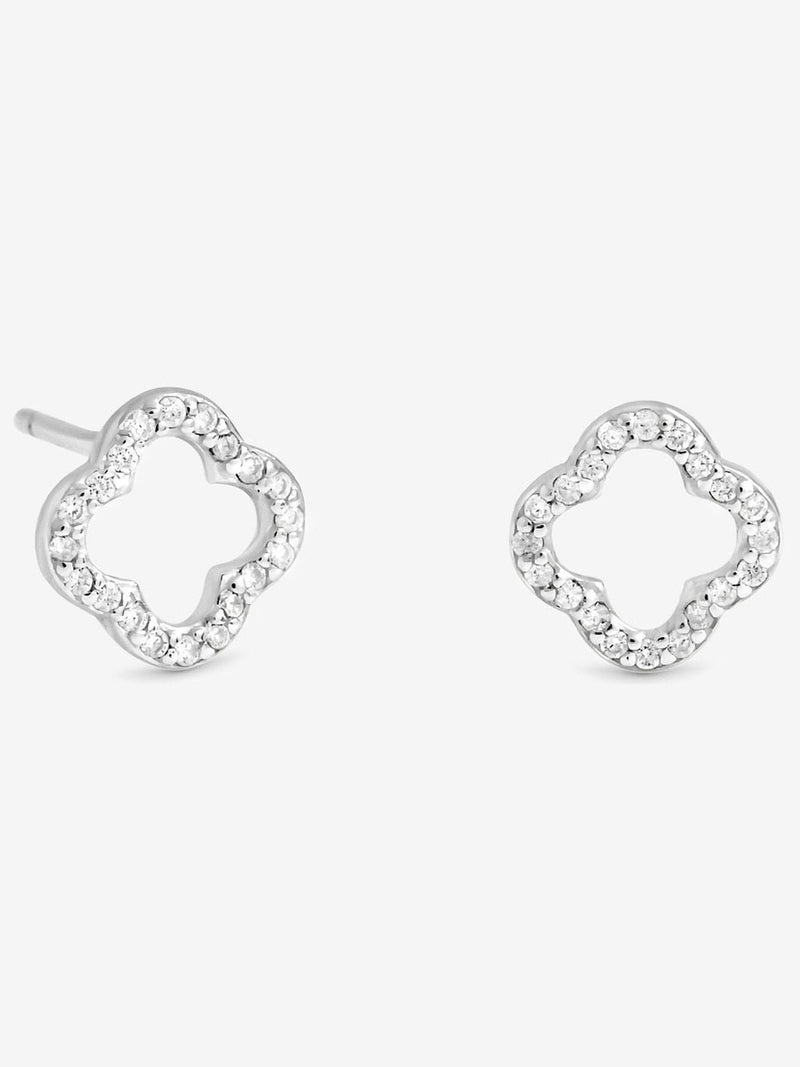 Simply Silver Sterling Silver Cubic Zirconia Open Clover Earrings Gift Cracker