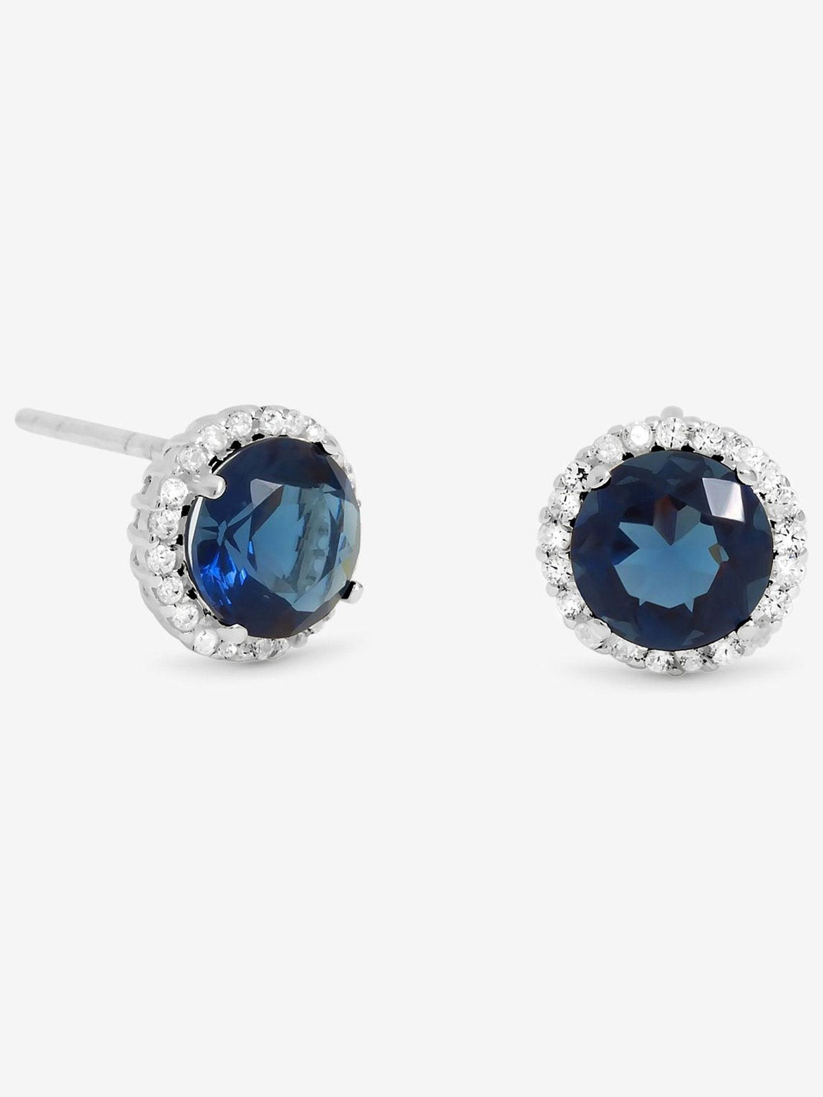Simply Silver cubic zirconia sapphire halo stud earrings 10mm (British brand)