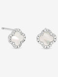 Sterling Silver Mother of Pearl Clover Stud Earrings, 8.7mm