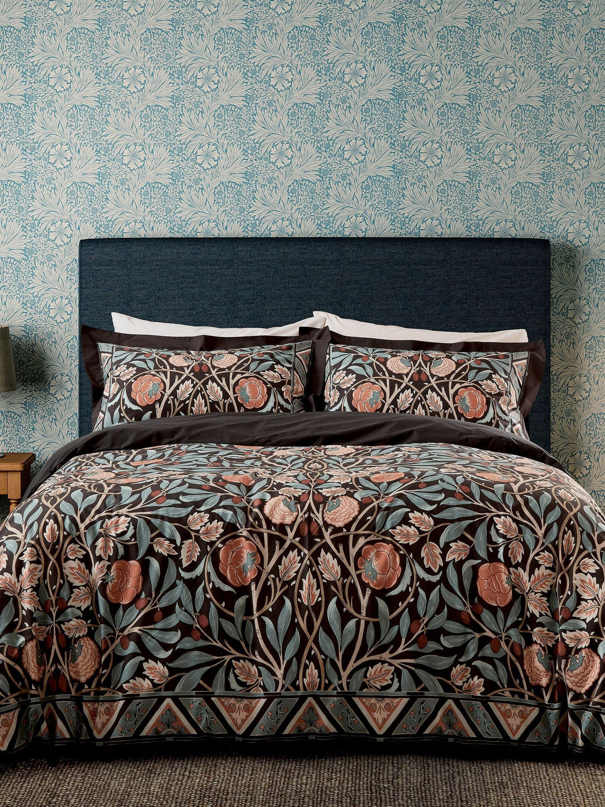 Morris & Co Olive Rose duvet set, imported from the UK