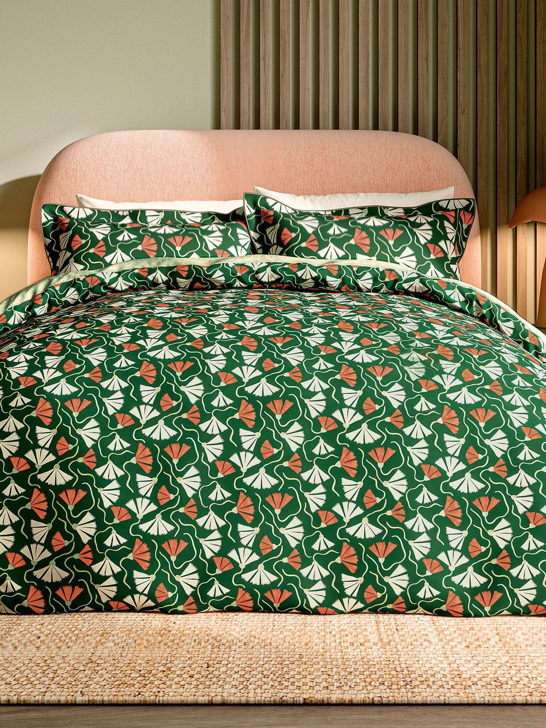 Scion Green Fan Floral Print Duvet Set (British brand)