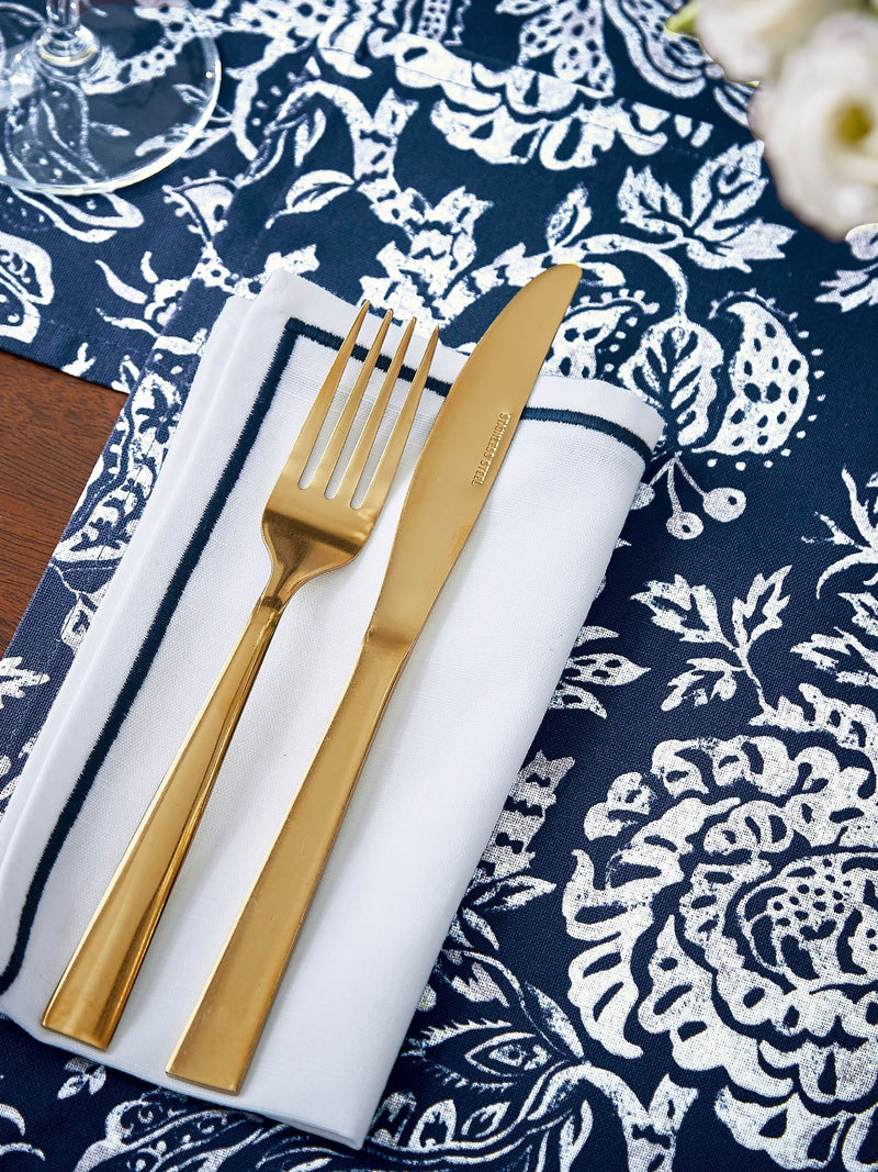 Bedeck of Belfast Set of 4 Midnight Navy Saja 100% Cotton Napkins