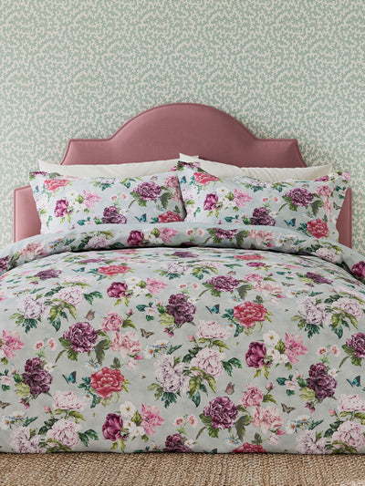 Sanderson Vinyard Rose Summer Peony 100% Cotton Duvet Cover Set