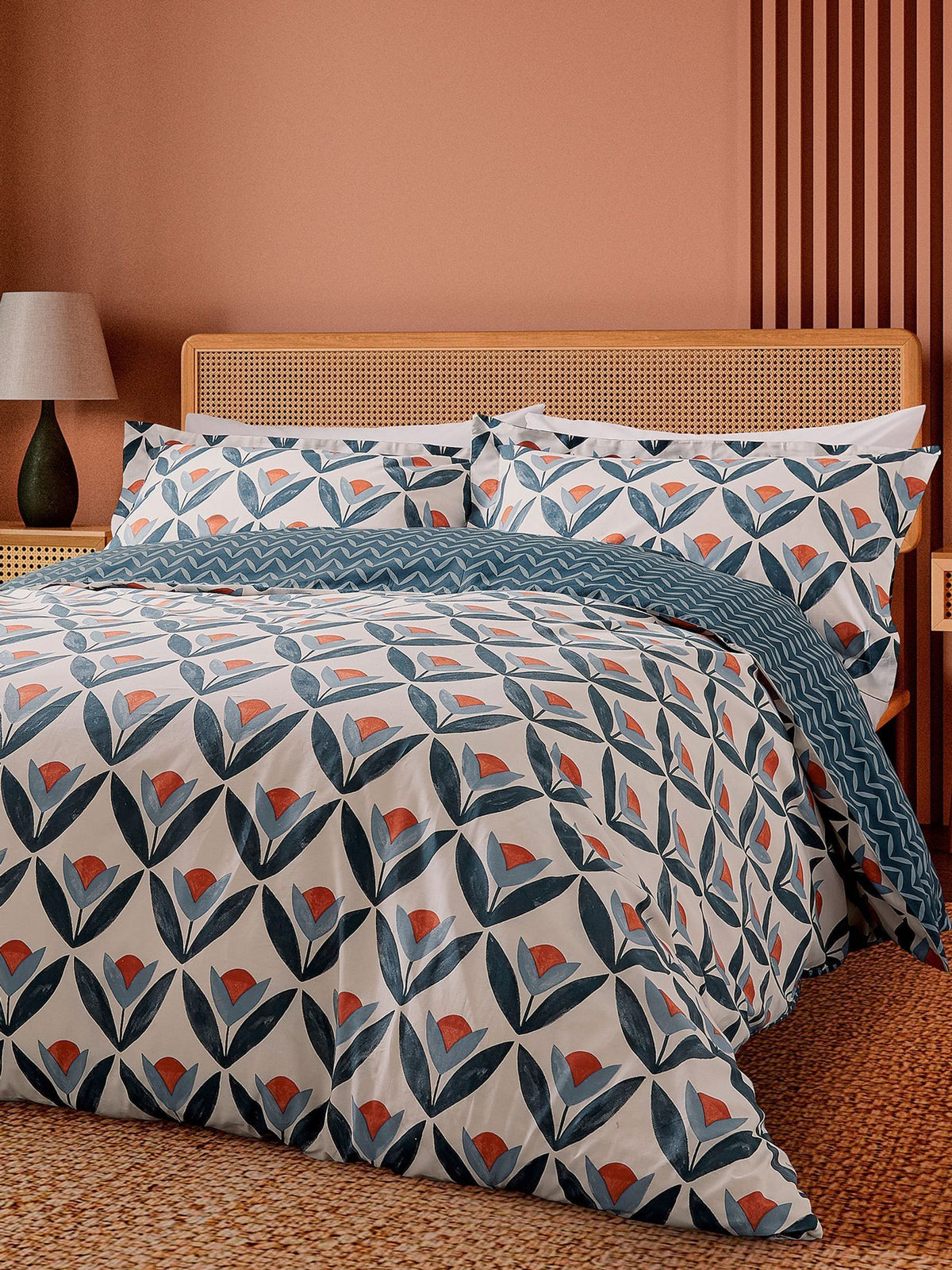 Scion Navy Tulip Trellis duvet set (British brand)