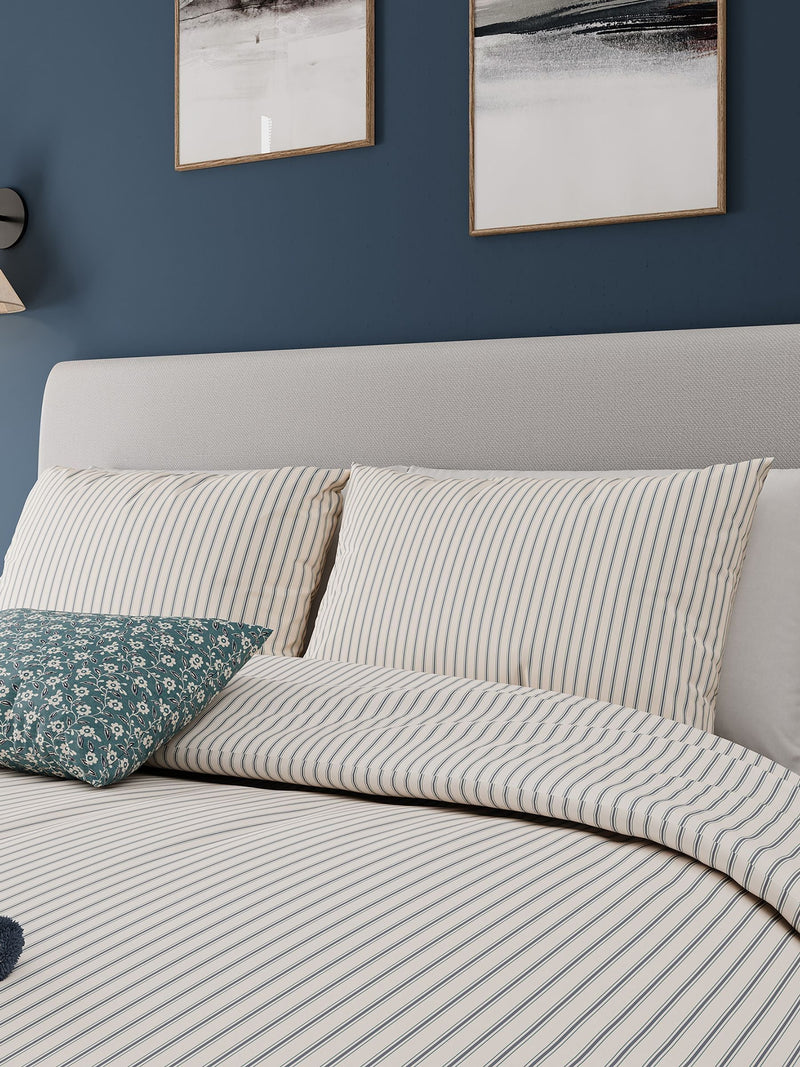 Helena Springfield blue teal ticking stripe duvet set, UK version