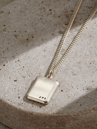 Posh Totty Designs Men's Personalised Bevelled Tag Necklace 2cm x 1.5cm
