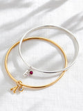 Posh Totty Designs Gold Tone Italic Initial & Birthstone Charm Bangle