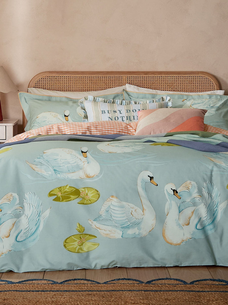 Yvonne Ellen Aqua Sister Swans duvet cover set (British brand)