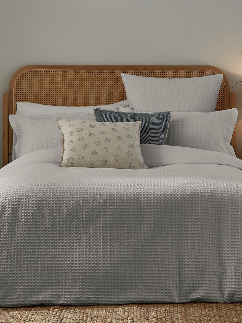 Murmur cloud grey lida waffle duvet set, imported from the UK