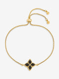 Gold Plated Jet Druzy Stone Clover Bracelet with Toggle Fastening 16mm Width 10.7in Chain