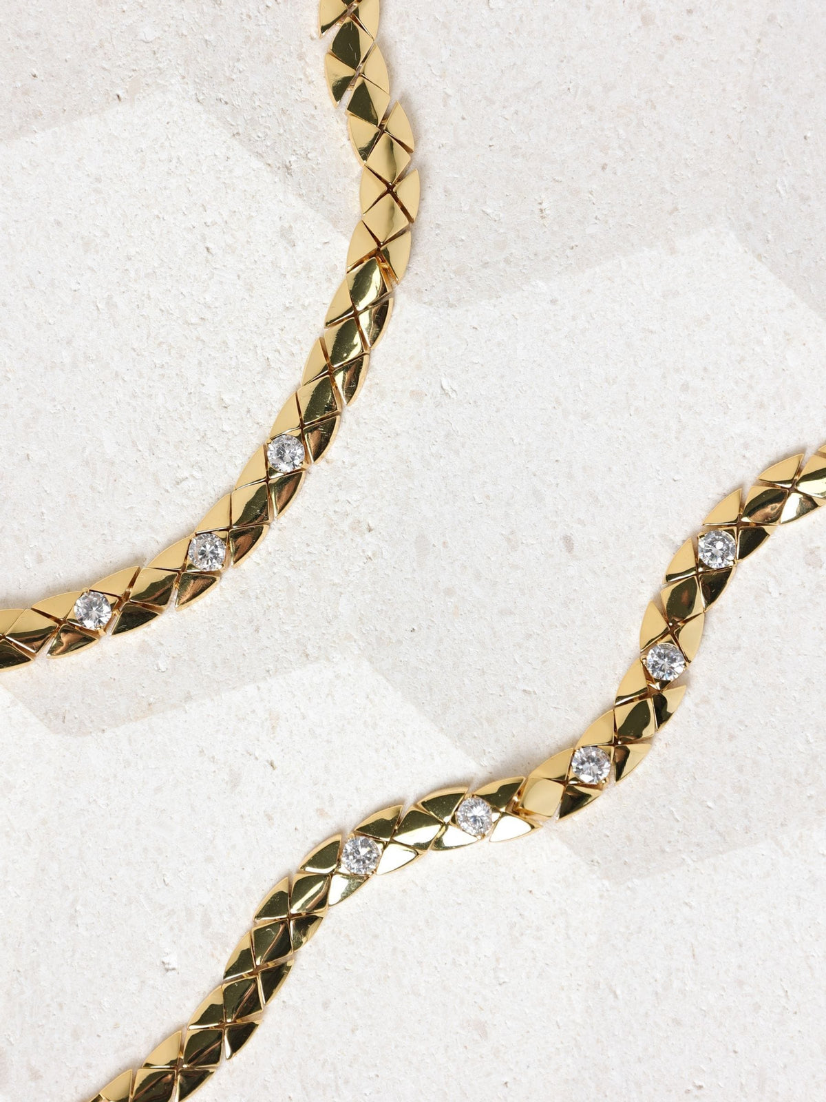 Gold Plated Crystal Flat Chain Bracelet 191mm