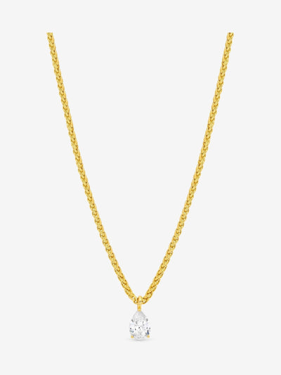 Jon Richard Gold Plated 18K Chain and Cubic Zirconia Peardrop Necklace 457mm