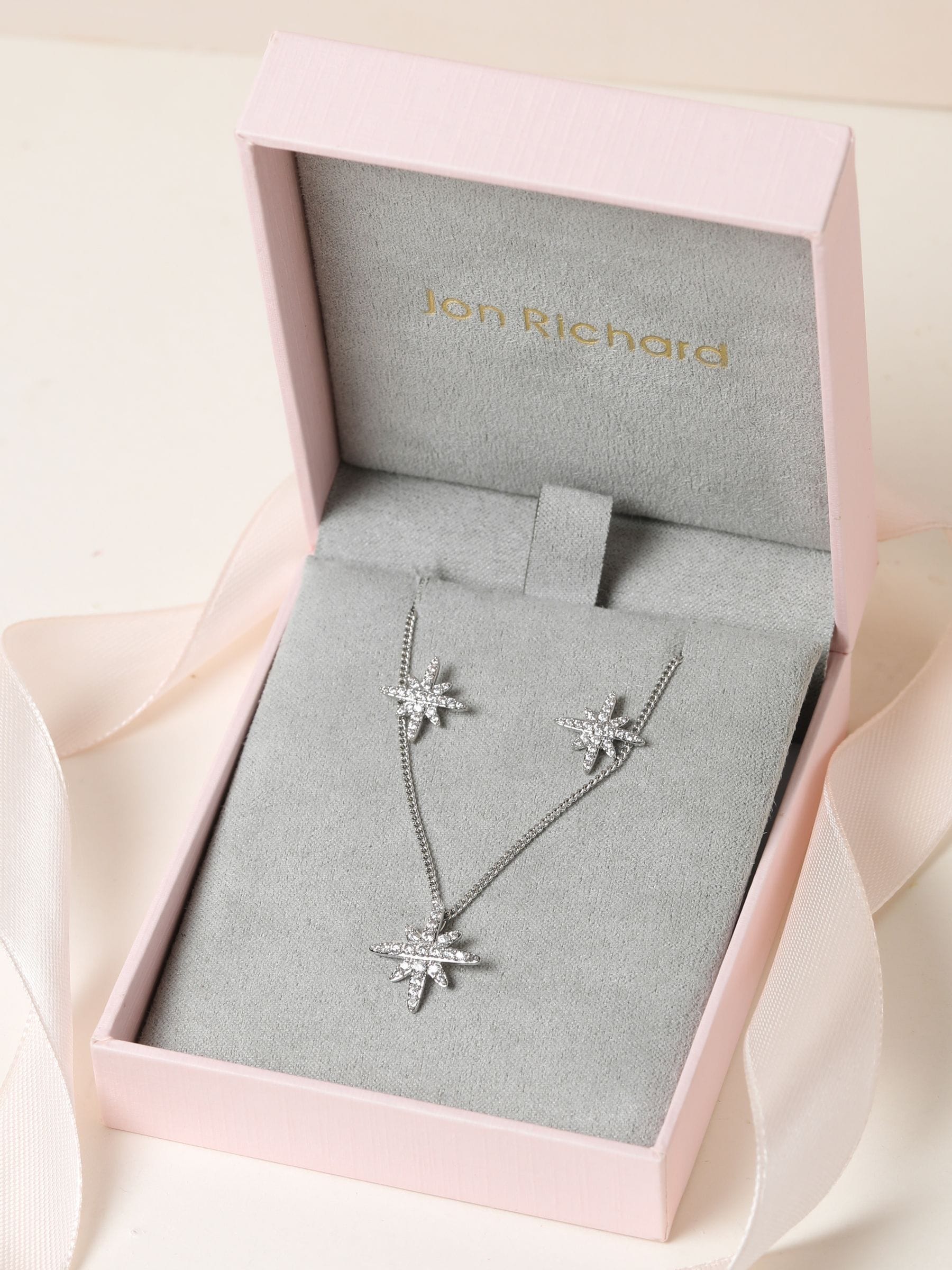 Jon Richard Metallic Rhodium Plated and Pave Star Jewellery Set, UK version