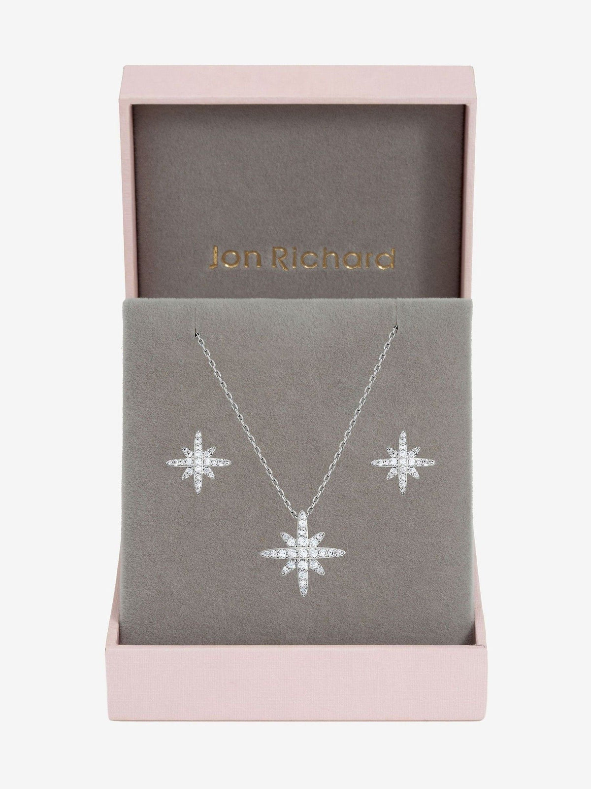 Jon Richard Metallic Rhodium Plated and Pave Star Jewellery Set, UK version