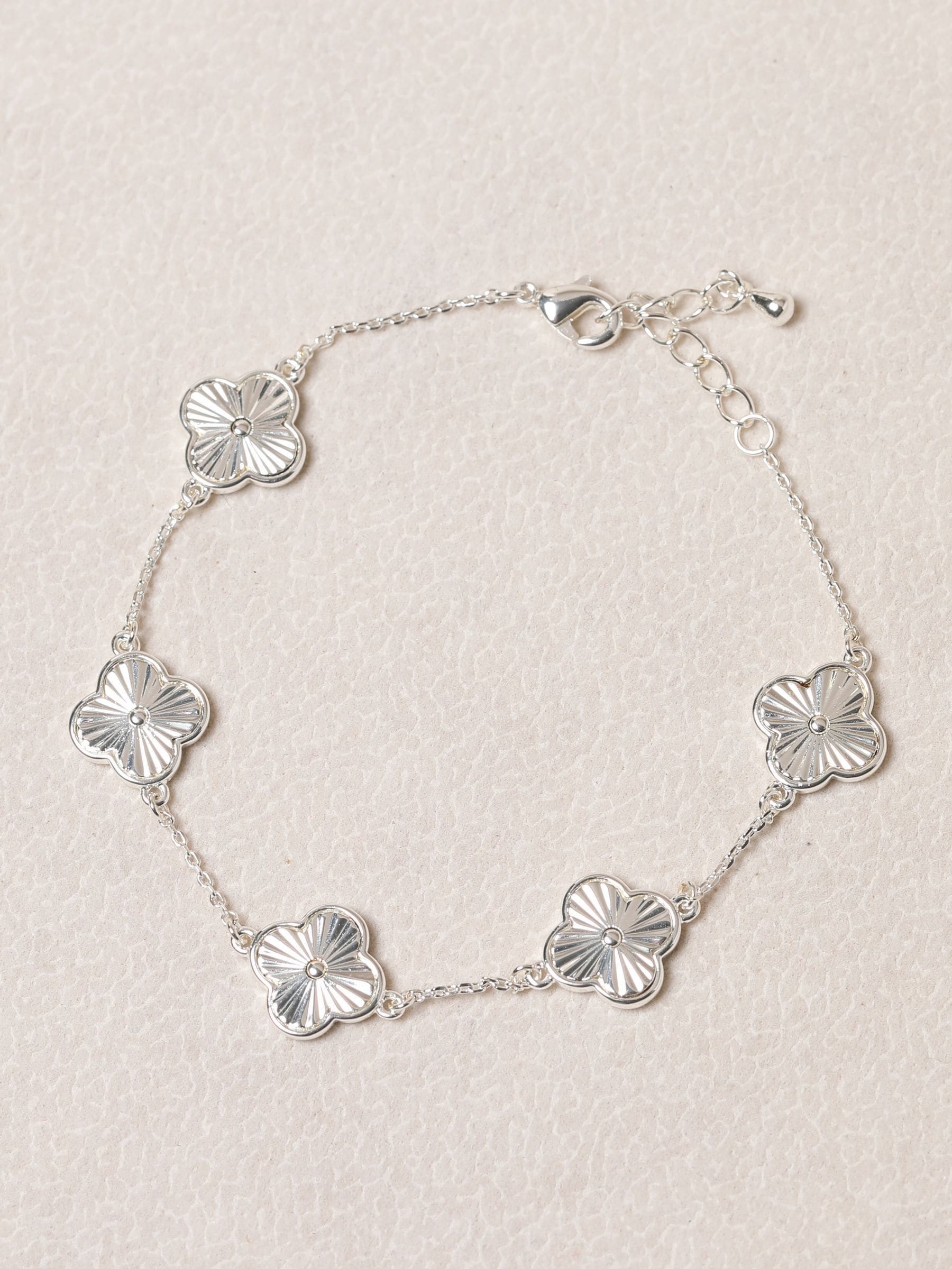 Jon Richard Silver Diamond Cut Clover Bracelet
