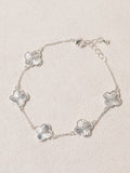 Jon Richard Silver Diamond Cut Clover Bracelet