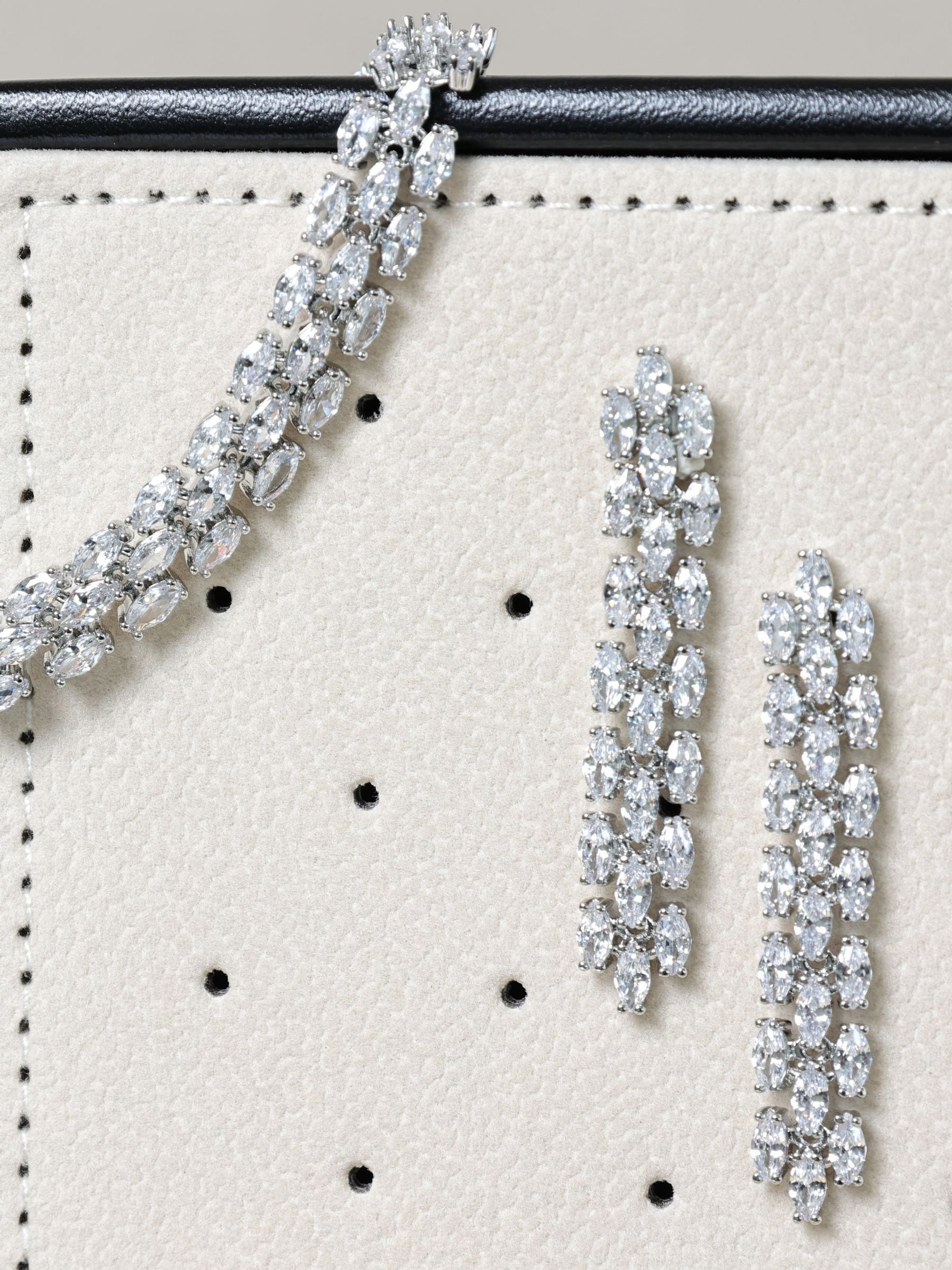 Jon Richard Metallic Rhodium Plated and Cubic Zirconia Navette Bracelet