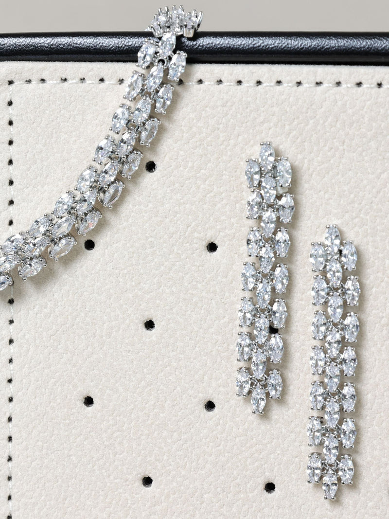 Jon Richard Metallic Rhodium Plated and Cubic Zirconia Navette Bracelet