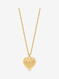 Gold Plated Ridge Heart Long Pendant Necklace