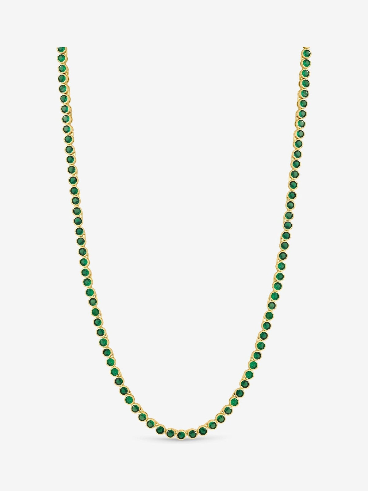 14K Gold Plated and Emerald Cubic Zirconia Tennis Necklace 16 Inch