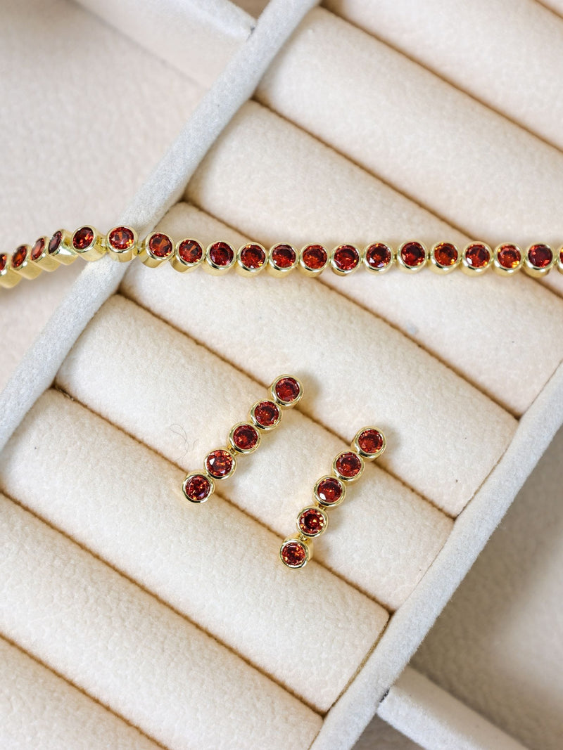 Jon Richard Gold 14K Plated and Red Cubic Zirconia Tennis Bracelet - Gift Box