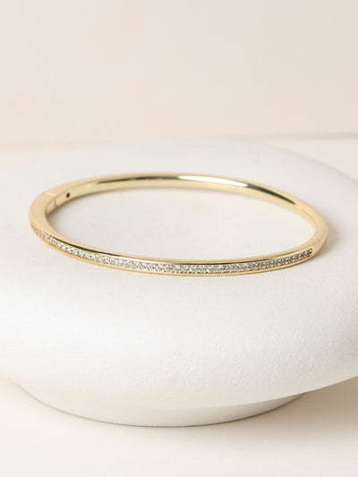 14K Gold Plated Pave Bangle with Lobster Clasp, 50mm Width, 204mm Length