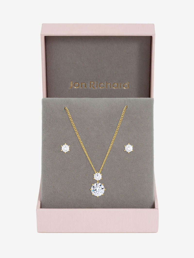 Jon Richard Gold Plated and Cubic Zirconia Round Drop Box Set Gift Box