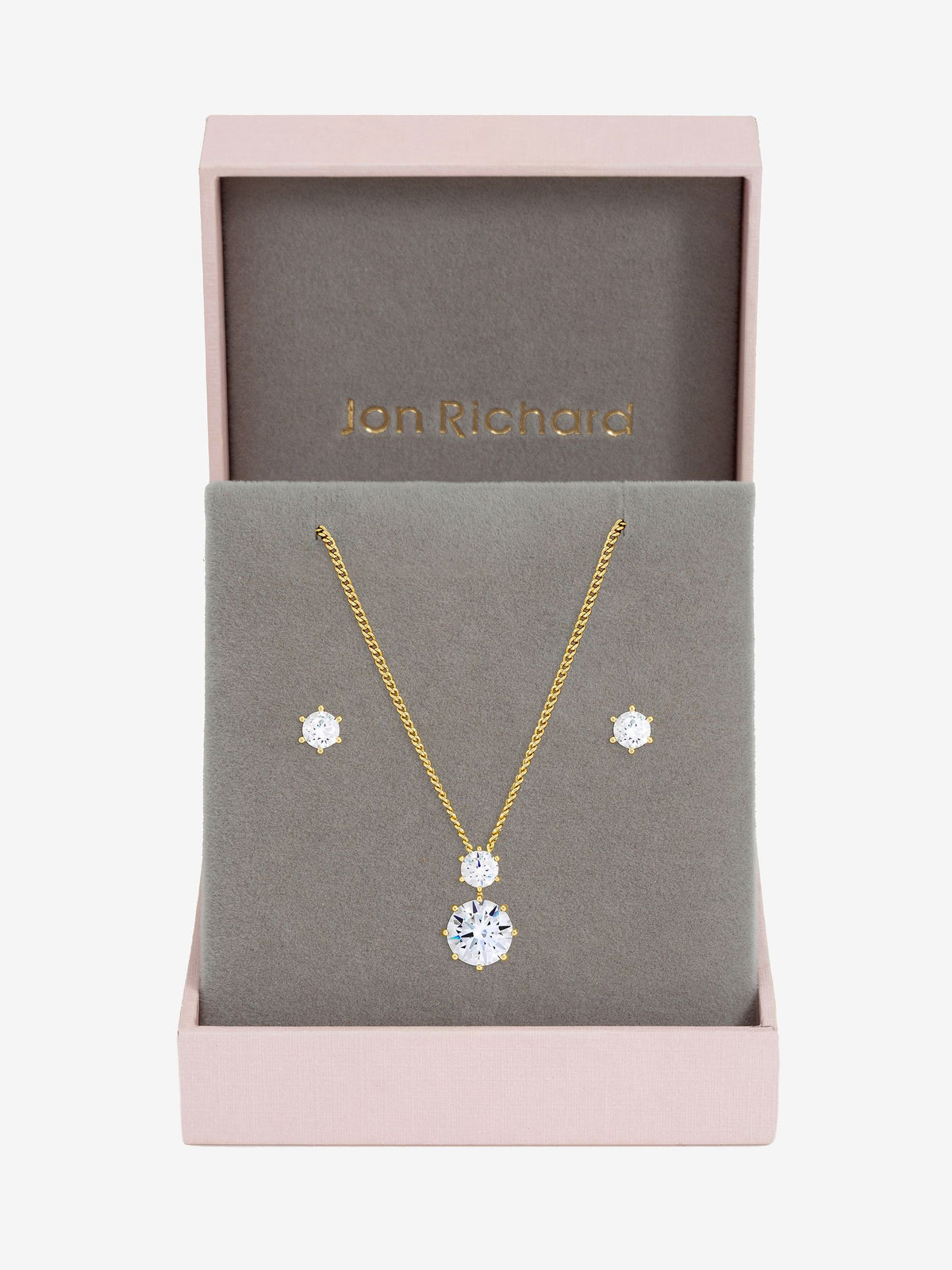 Jon Richard Gold Plated and Cubic Zirconia Round Drop Box Set Gift Box