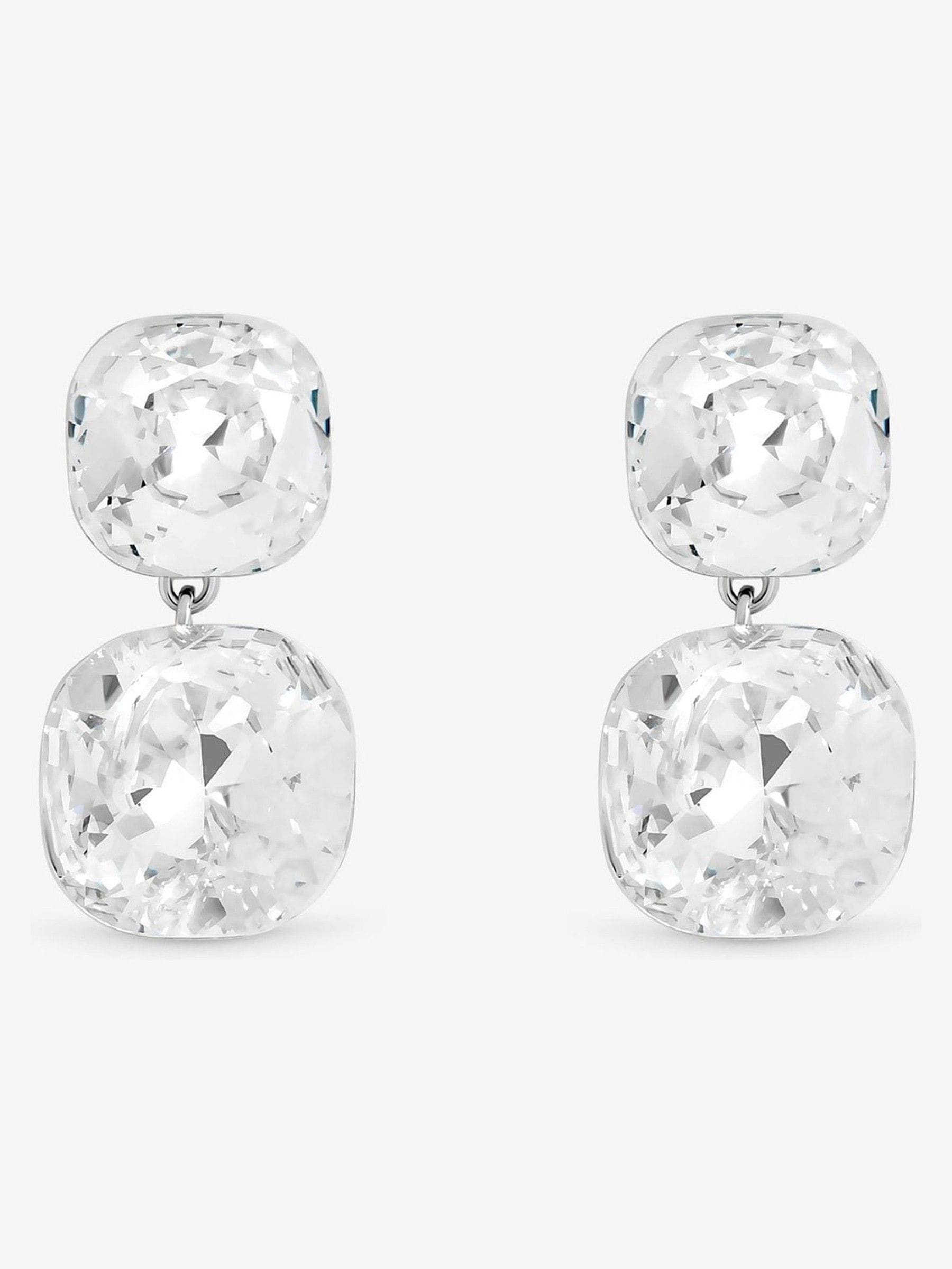 Jon Richard Silver Rhodium Plated Crystal Statement Stone Drop Earrings