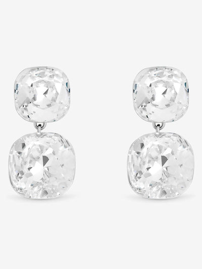Jon Richard Silver Rhodium Plated Crystal Statement Stone Drop Earrings