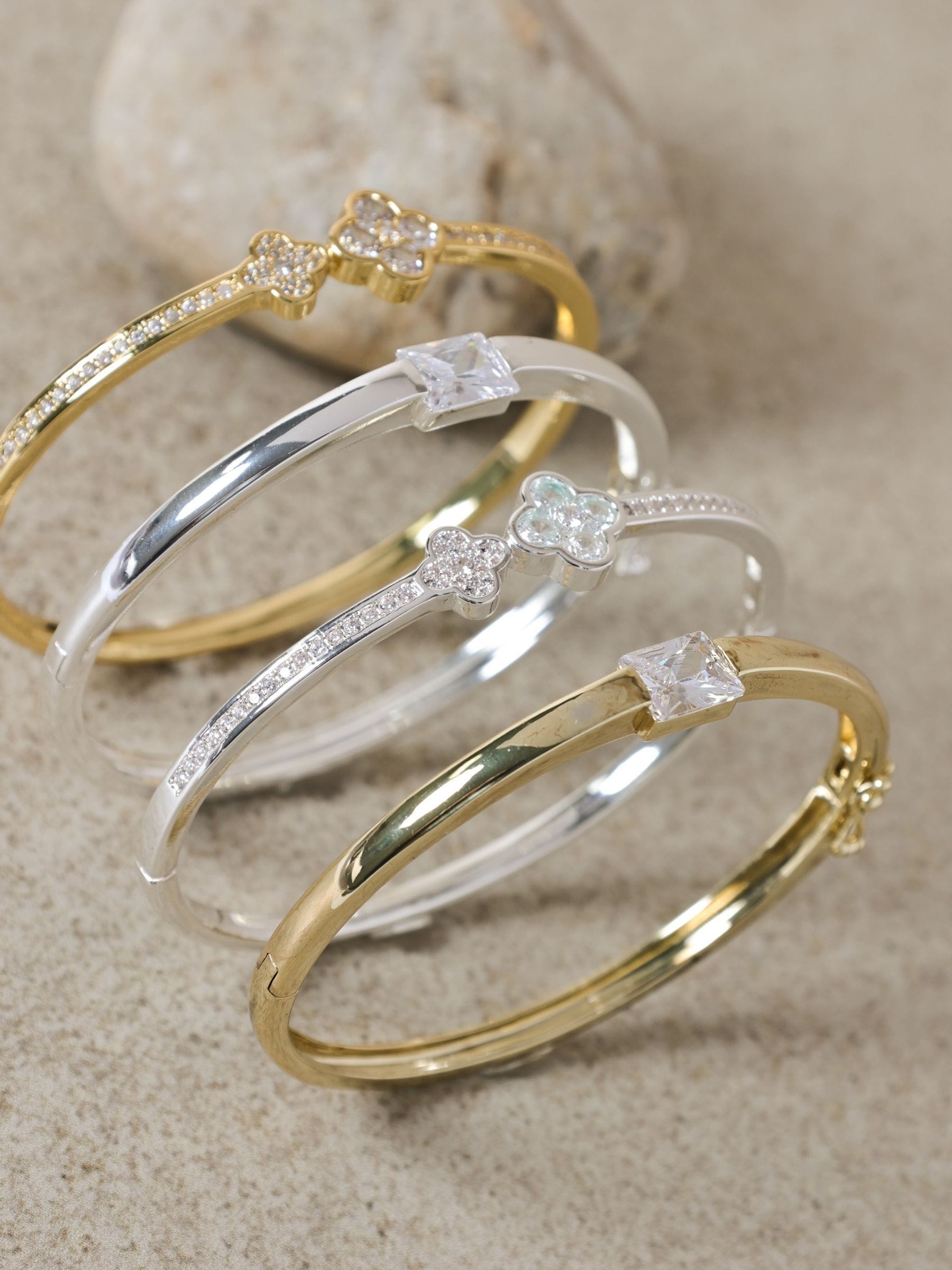 Jon Richard silver plated cubic zirconia bangle 204mm, UK version