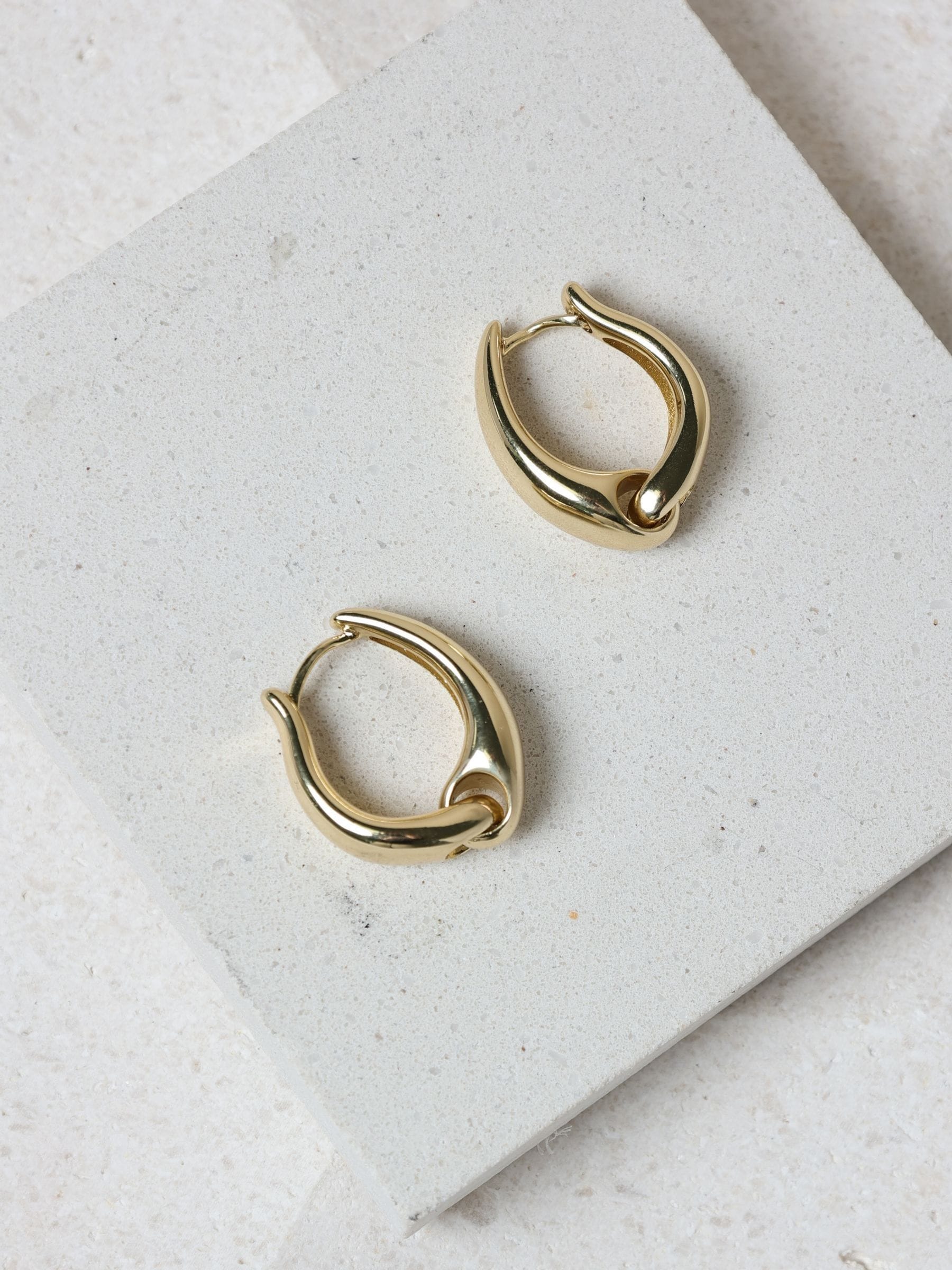 Gold Plated Polished Huggie Hoop Earrings