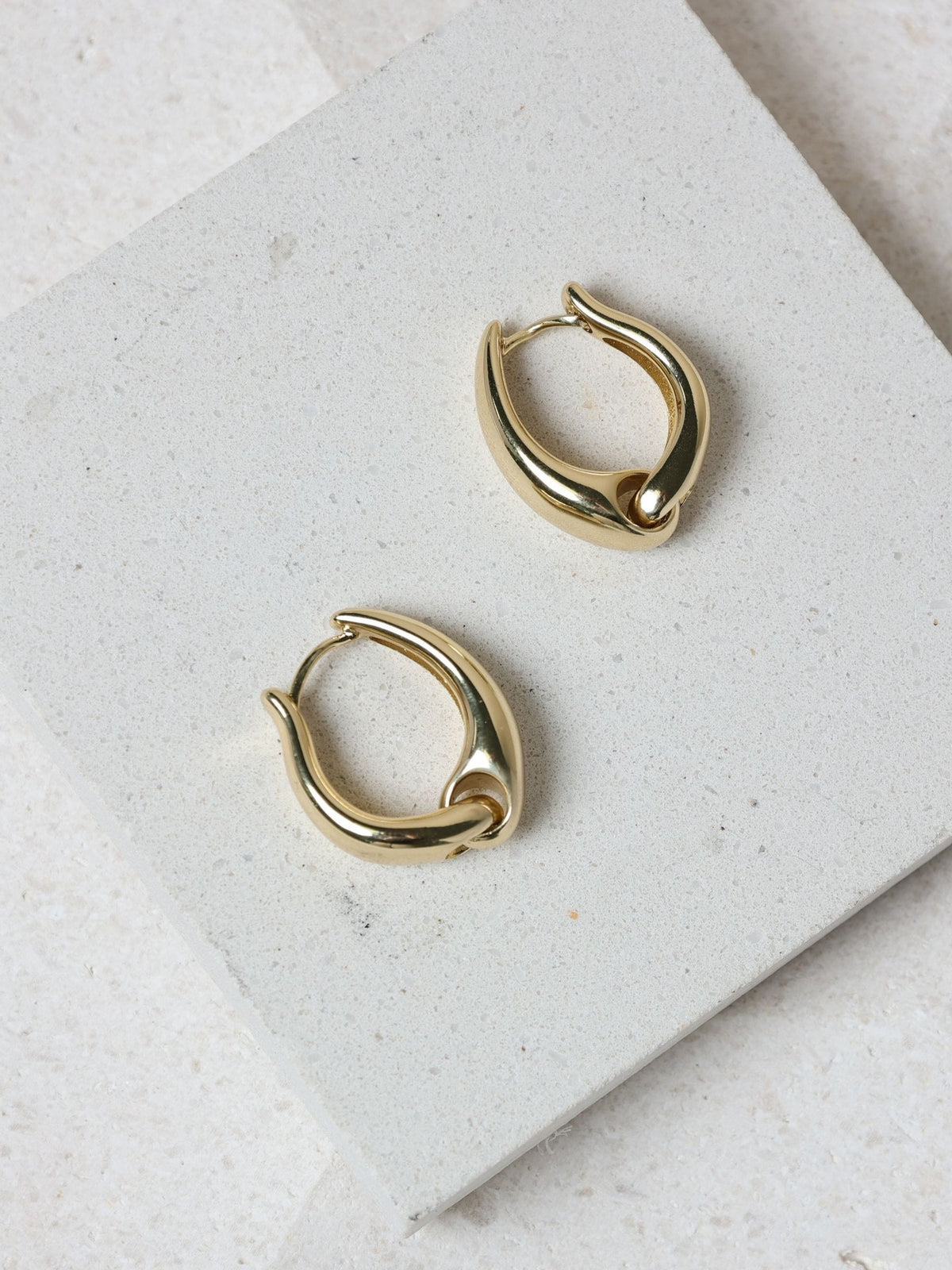 Gold Plated Polished Huggie Hoop Earrings