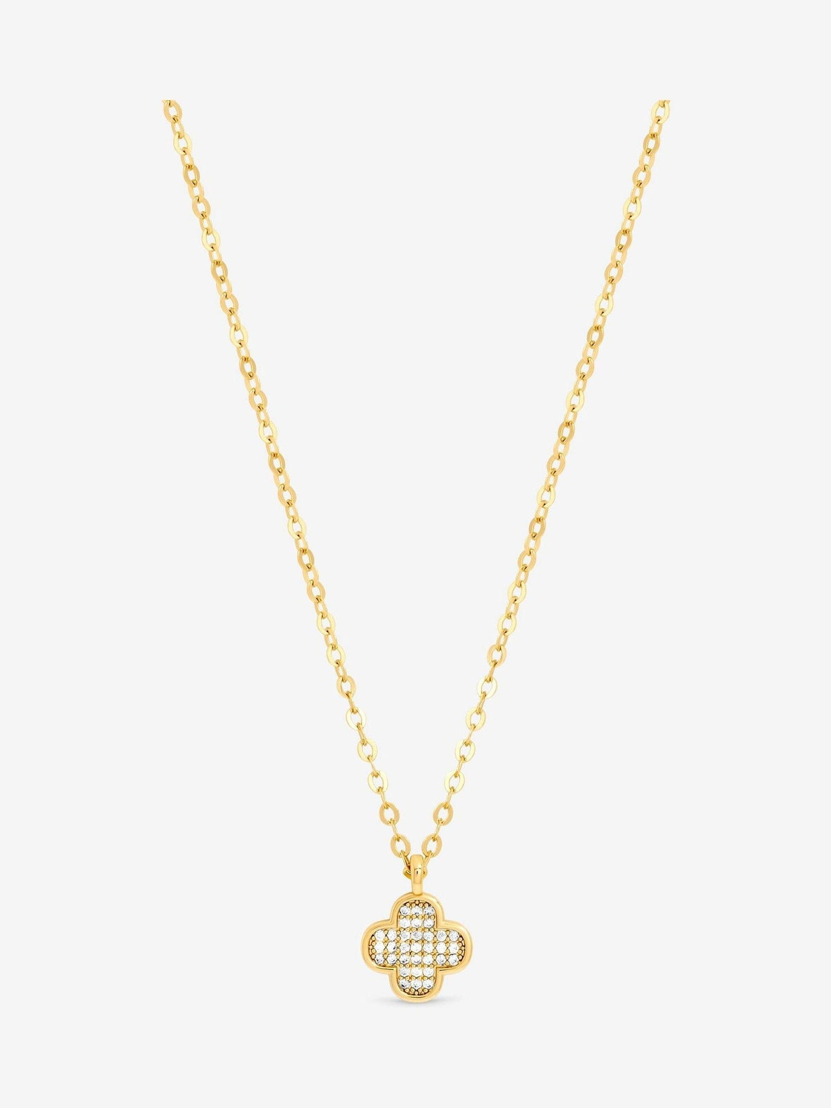 Gold Plated Micro Pave Clover Pendant with Lobster Clasp