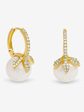 Jon Richard Gold Plated Crystal Leaf and Pearl Earrings