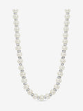 Silver Plated Pave Pearl Necklace with Lobster Clasp, 457mm Length