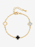 Jon Richard Gold Plated Pave and Jet Clover Bracelet