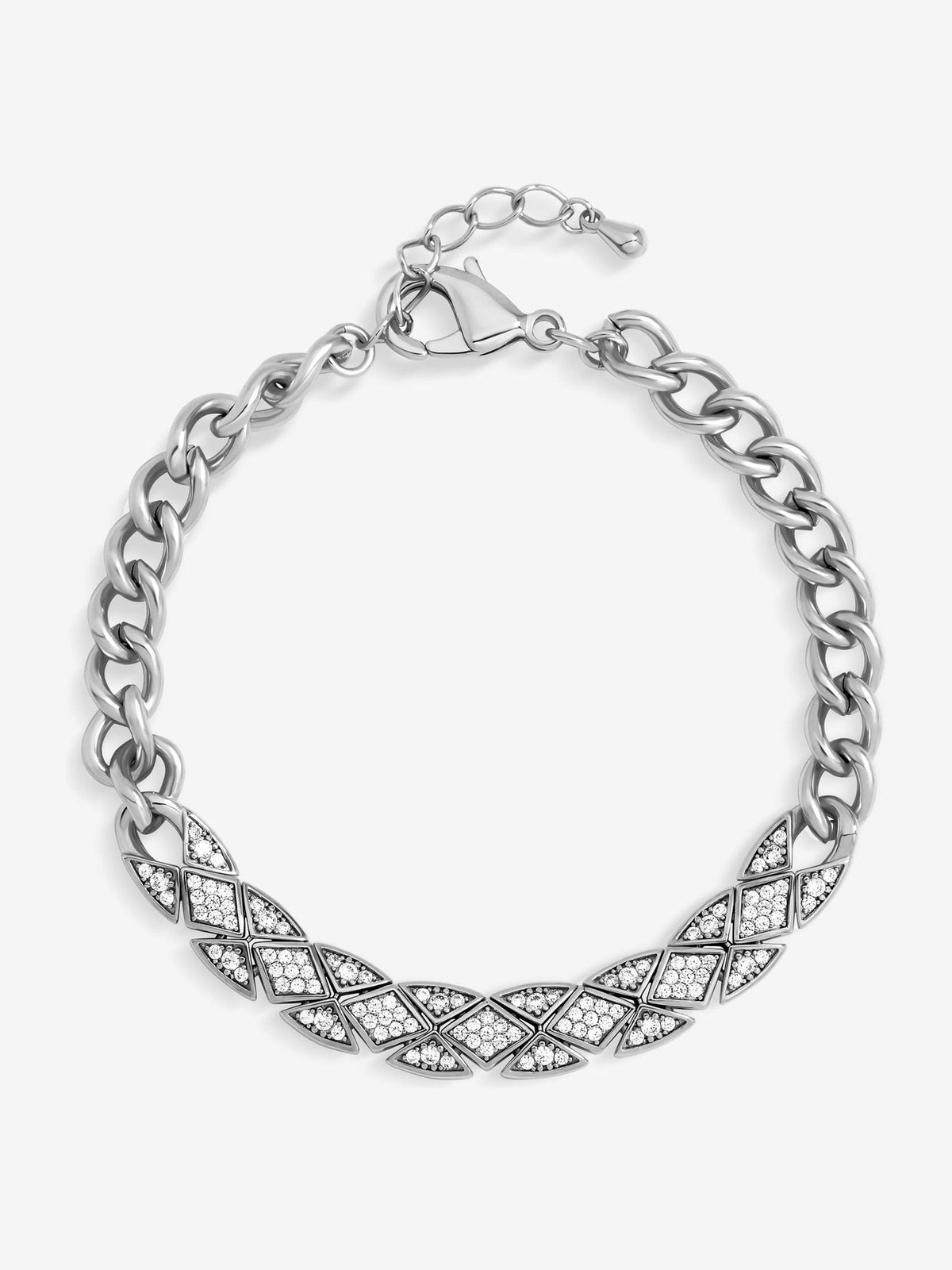 Jon Richard Silver Rhodium Plated and Pave Link Bracelet