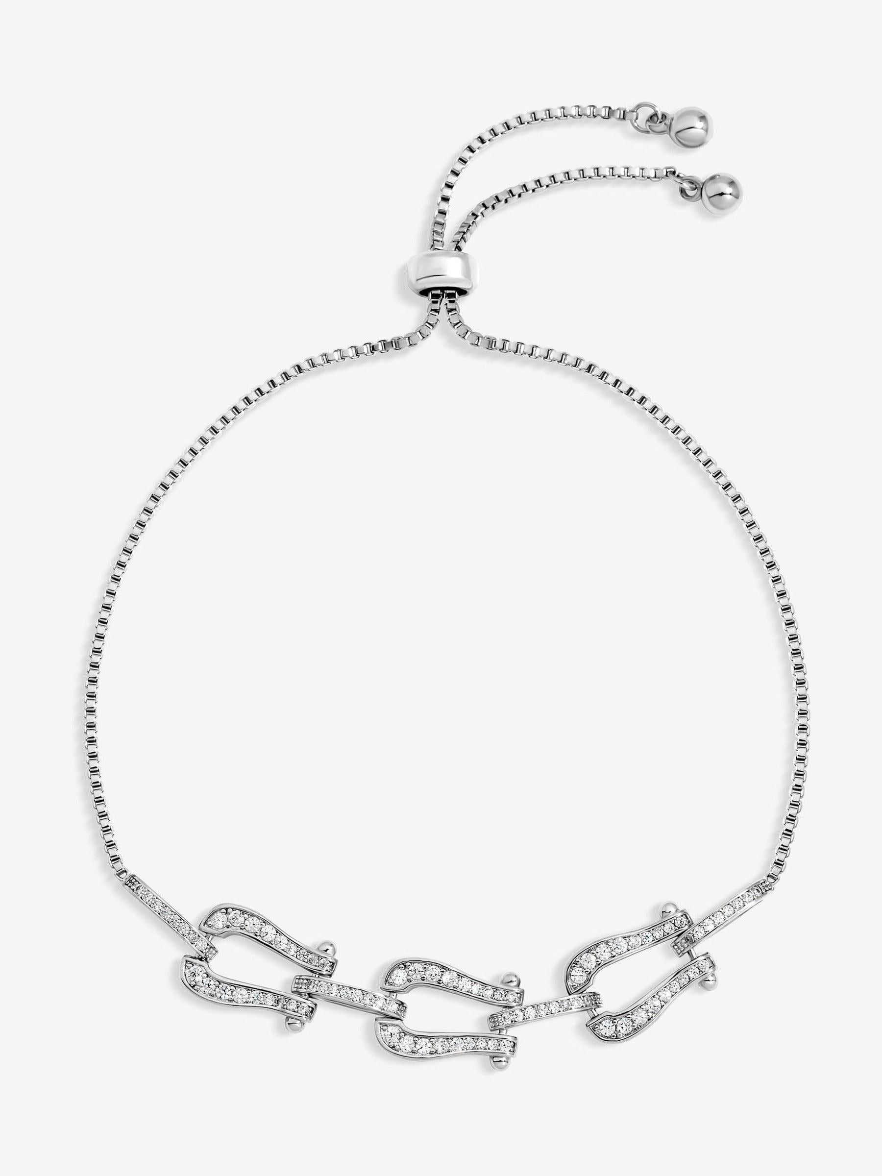 Jon Richard Silver Rhodium Plated and Pave Link Toggle Bracelet