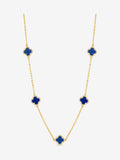 Jon Richard blue plated jet station clover necklace 17 inch chain, UK version