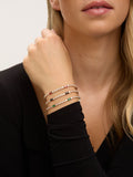 Gold Plated Ruby Crystal Tennis Bracelet with Button Clasp, 80mm Length